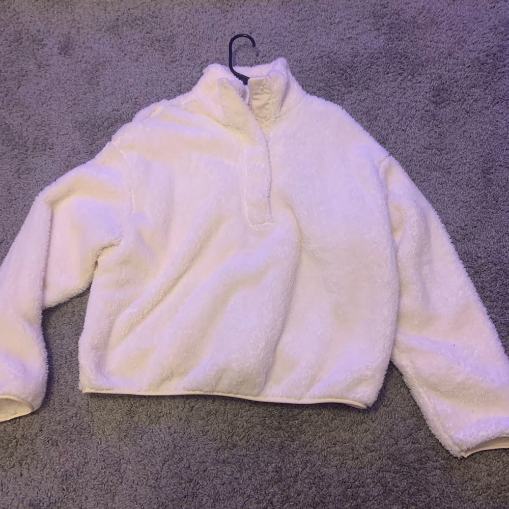 fluffy white jacket